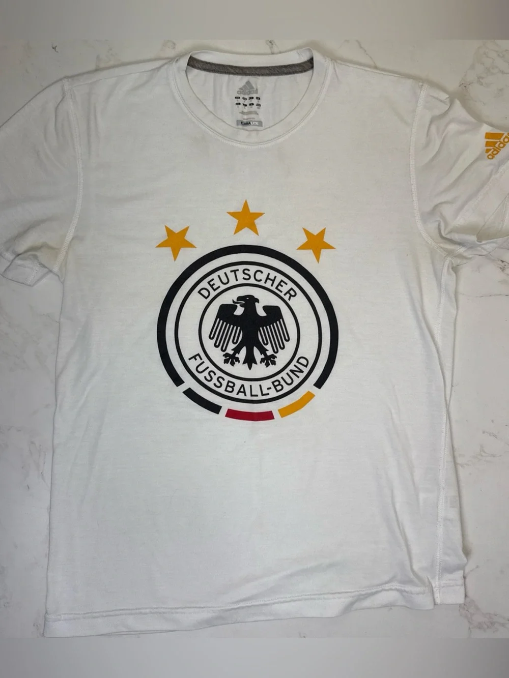 Adidas Germany T Shirt Climalite Small Deutscher Fussball-Bund Soccer White Tee